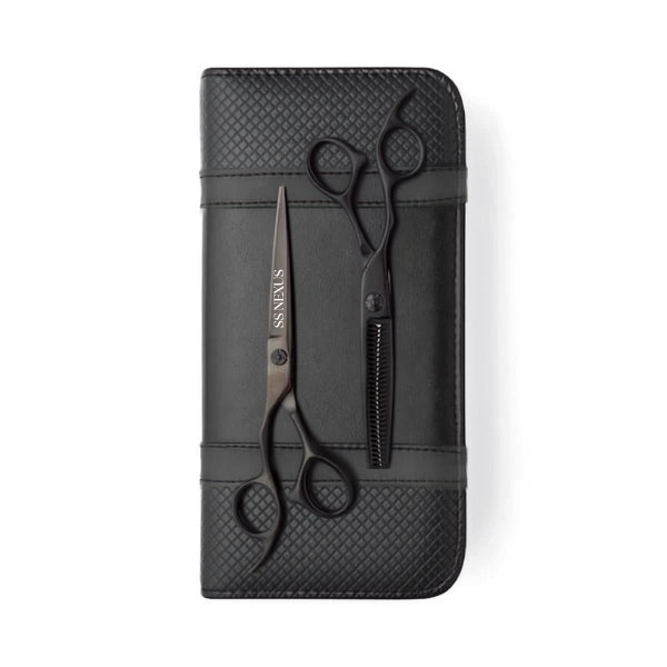SS Nexus Left-Handed Matte Black Mountain Offset Professional Scissor combo